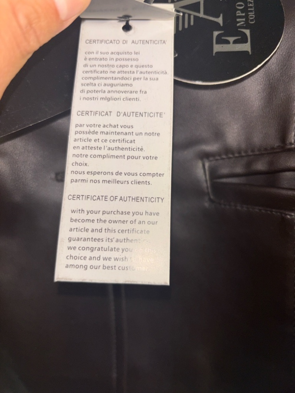 Emporio Armani Dark Brown Leather Jacket - Tailored Blazer Style - Picture 6 of 14